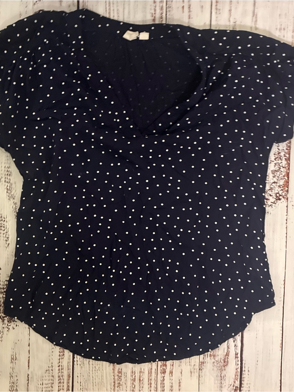 GAP Navy Blue Polka Dot V-Neck Blouse